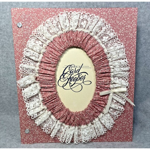 Handcrafted Greeting Card Keeper Binder Padded Oval Fabric Frame Cover Organizer - Picture 1 of 12